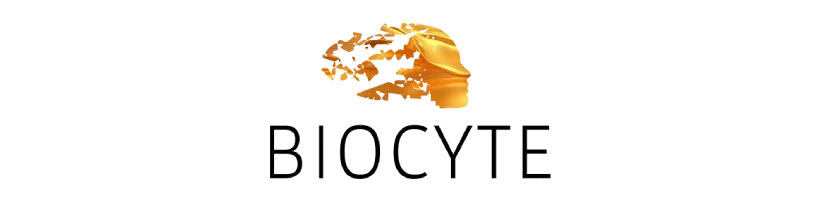 Logo Biocyte avec feuille dorée