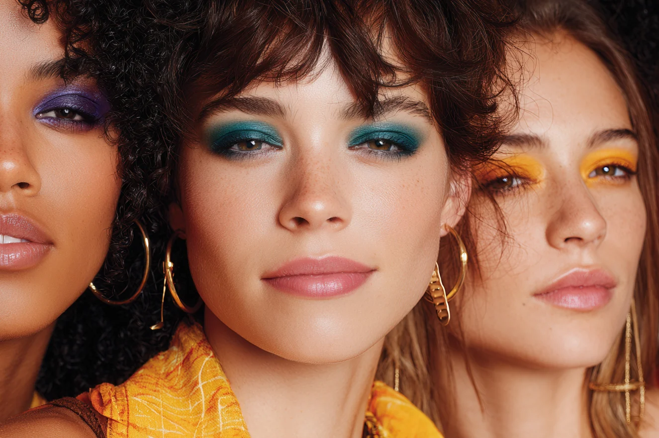 Trois femmes avec maquillage coloré